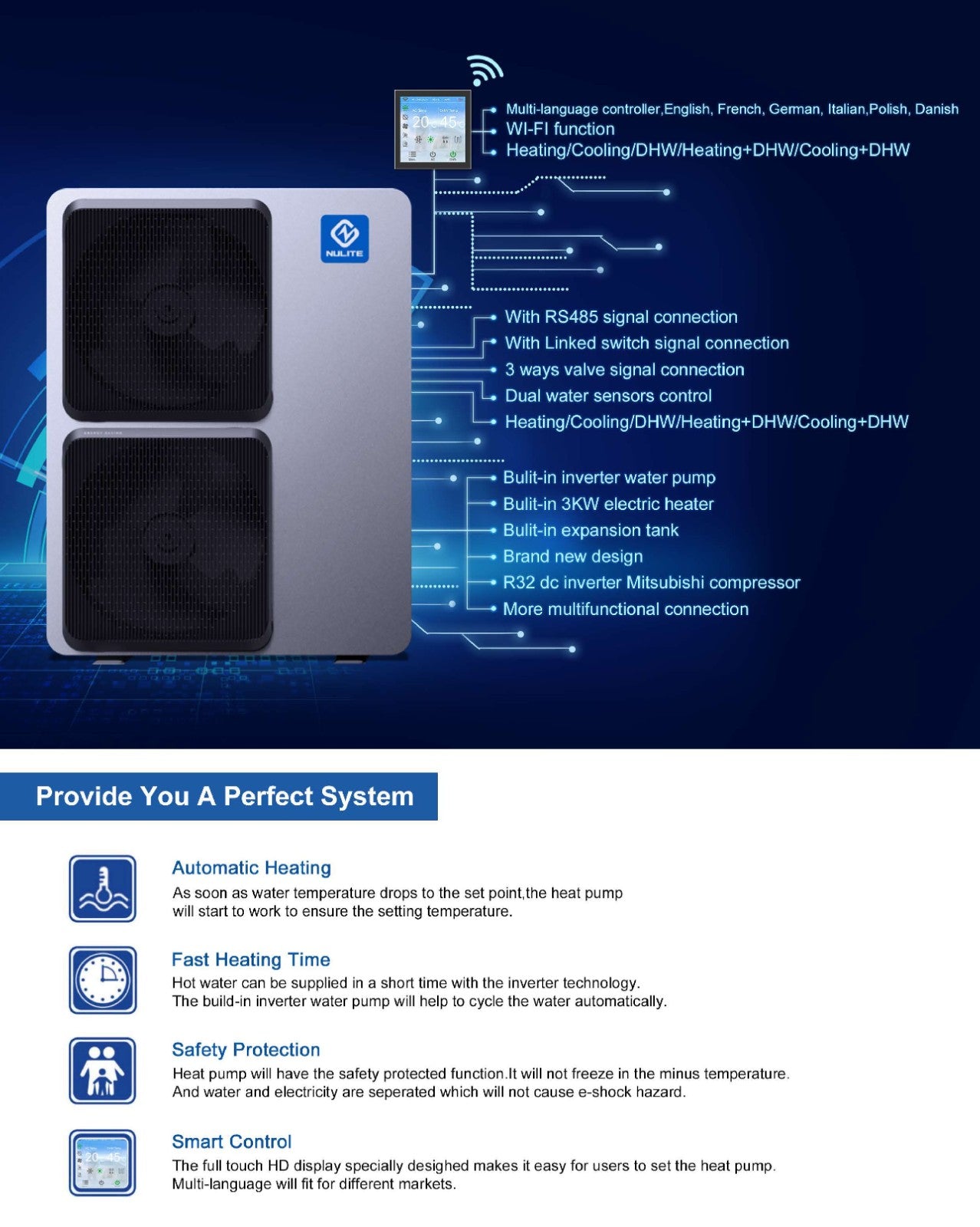 10KW Monoblock Inverter Luft-Wärme-Pumpe R290